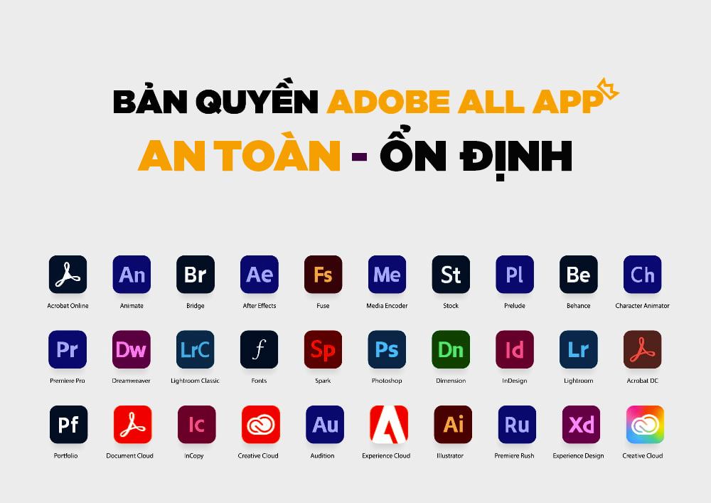 Tài khoản Adobe All App 80GB Cloud